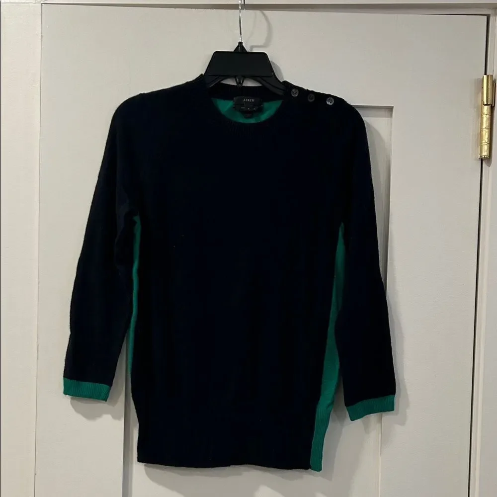J. Crew Black and Green Sweater, Size Small